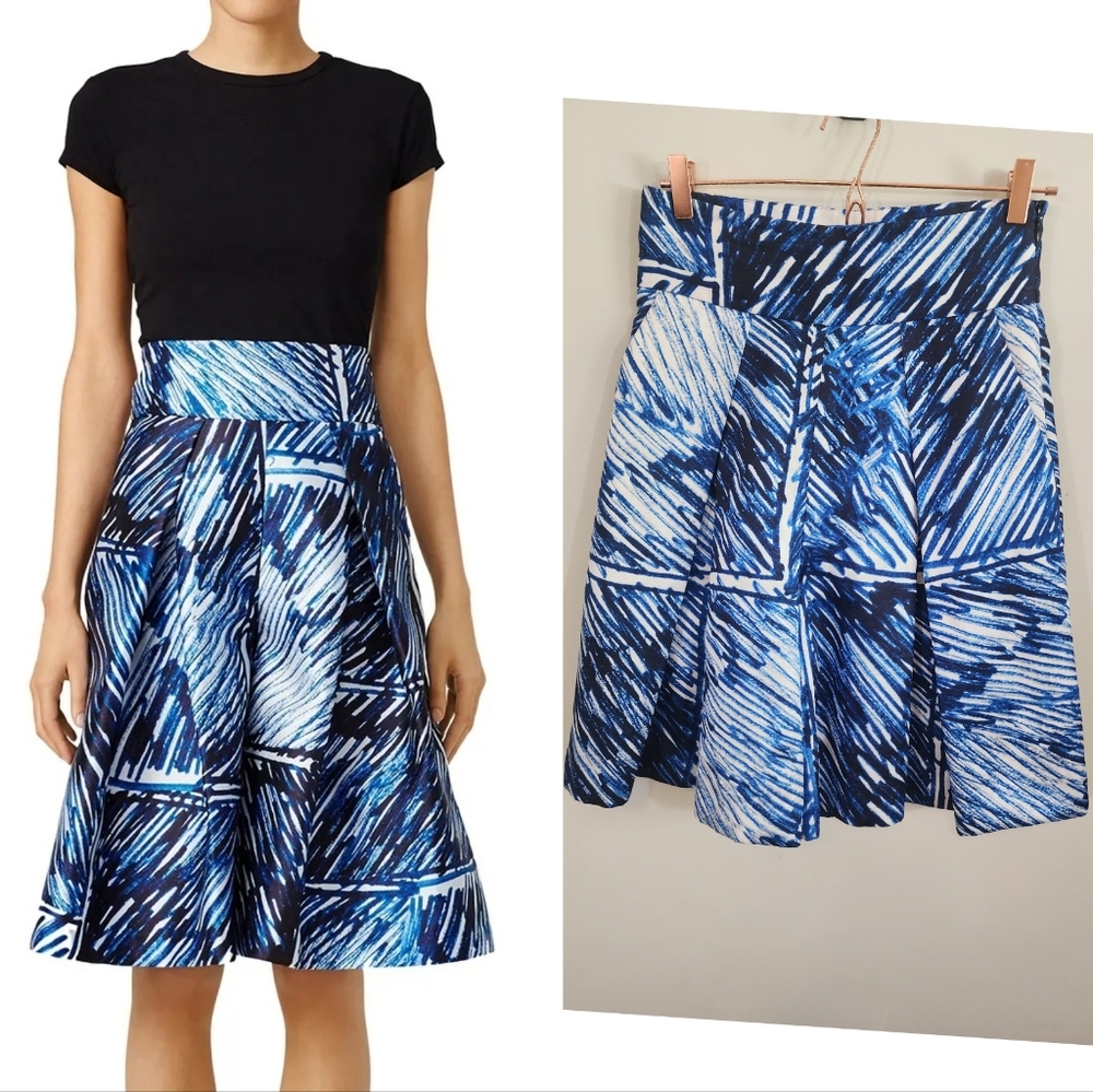 Milly Scribble Print Culottes Shorts Womens 6 Blue‎ White A-Line Abstract Artsy